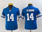 Youth Detroit Lions #14 Amon Ra St Brown Limited Blue 2024 FUSE Vapor Jersey,baseball caps,new era cap wholesale,wholesale hats